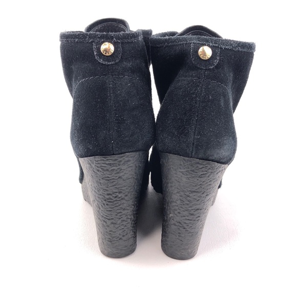 Michael Kors Rory Black Leather Wedge Ankle Booties 10M - Picture 6 of 13